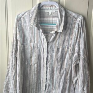 adyson parker Striped Button Up Shirt - White, Blue, Brown, RedS